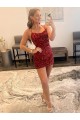 Best Spaghetti Straps Criss Cross Back Sleeveless Short Velvet Sequin Prom Dress