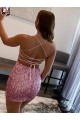 Best Spaghetti Straps Sleeveless Short Velvet Sequin Prom Dress