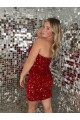 Best Sweetheart Sleeveless Short Velvet Sequin Prom Dress