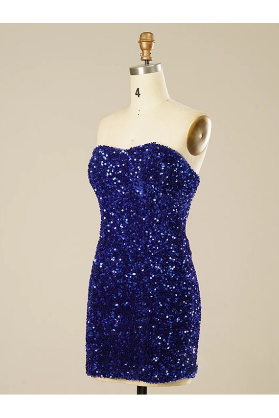 Best Short Sweetheart Velvet Sequin Prom Dress
