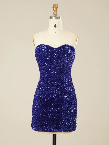 Best Short Sweetheart Velvet Sequin Prom Dress