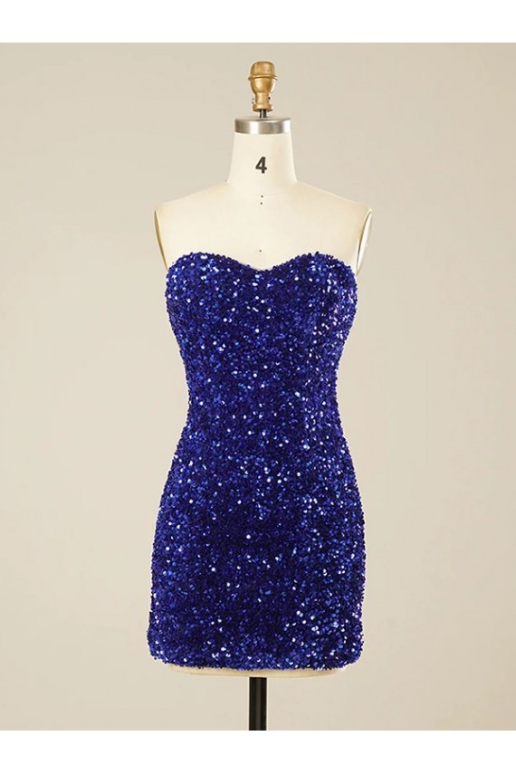 Best Short Sweetheart Velvet Sequin Prom Dress