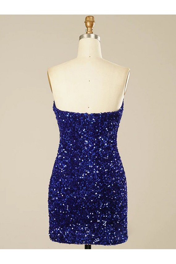 Best Short Sweetheart Velvet Sequin Prom Dress