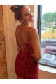 Best V-Neck Sleeveless Short Velvet Sequins Prom Dress