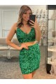 Best V-Neck Sleeveless Short Velvet Sequin Prom Cocktail Dress