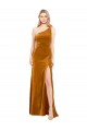 Best Sleek One Shoulder Long Velvet Prom Dress