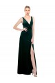 Best Sleek V-Neck Long Velvet Prom Dress with Side Slit