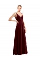 Best Faux Wrap V-Neck Sleek Long Velvet Prom Dress