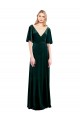 Best Deep V-Neck Flutter Sleeves Long Velvet Wrap Prom Dress