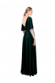 Best Deep V-Neck Flutter Sleeves Long Velvet Wrap Prom Dress