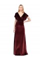 Best Flutter Sleeves Open Back Long Velvet Prom Dress