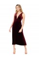 Best Daring Plunging V-Neckline Short Midi Length Velvet Cocktail Prom Dress / Homecoming Dress