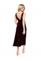 Best Daring Plunging V-Neckline Short Midi Length Velvet Cocktail Prom Dress / Homecoming Dress