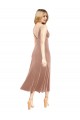 Best Midi Length Short V-Neck Velvet Cocktail Prom Dress / Homecoming Dress with Notched Neckline