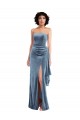 Best Strapless Velvet Maxi Prom Dress with Draped Skirt