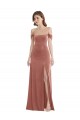 Best Off the Shoulder Flounce Sleeve Velvet Maxi Prom Dress & Pockets