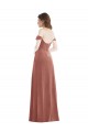 Best Off the Shoulder Flounce Sleeve Velvet Maxi Prom Dress & Pockets
