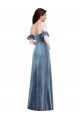 Best Ruffle Sleeve Off the Shoulder Velvet Maxi Prom Dress
