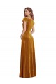 Best Cap Sleeve Faux Wrap Velvet Maxi Prom Dress with Pockets