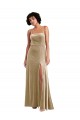 Best Square Neck Velvet Maxi Prom Dress with Front Slit & Pockets