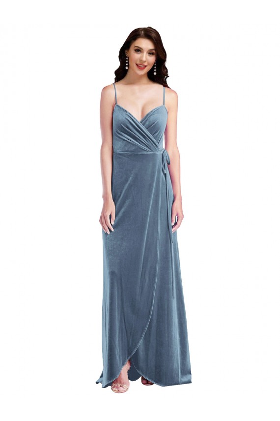Best Velvet Wrap Maxi Prom Dress with Pockets