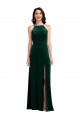Best Velvet Halter Maxi Prom Dress with Front Slit & Pockets