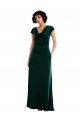 Best Cowl Neck Cap Sleeve Velvet Maxi Prom Dress with Pockets