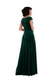 Best Cowl Neck Cap Sleeve Velvet Maxi Prom Dress with Pockets