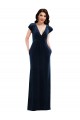 Best Flutter Sleeve Wrap Bodice Velvet Maxi Prom Dress with Pockets