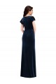 Best Flutter Sleeve Wrap Bodice Velvet Maxi Prom Dress with Pockets