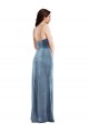Best Spaghetti Strap Velvet Maxi Prom Dress with Draped Skirt