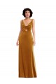 Best Twist Front Cutout Velvet Maxi Prom Dress with Pockets