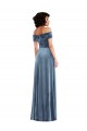 Best Draped Cuff Off the Shoulder Velvet Maxi Prom Dress with Pockets