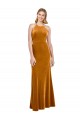 Best Halter Neckline Long Full Length Velvet Prom Dress with Strappy Back
