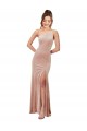 Best One Shoulder Stretch Velvet Prom Dress with Front Slit
