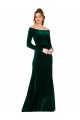 Best Off the Shoulder Long Sleeves Stretch Velvet Prom Dress