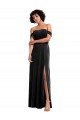 Best Off the Shoulder Drapped Sleeves Stretch Velvet Prom Dress