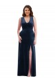 Best Deep V-Neck Sleeveless Velvet Maxi Prom Dress with Pockets