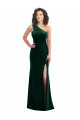 Best One Shoulder Velvet Trumpet Prom Dress with Front Slit