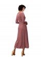 Best Long Sleeve Velvet Faux Wrap Midi Length Prom Dress