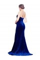 Best Strapless Ruched Velvet Prom Dress with Sweep Train and Front Slit