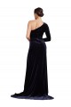 Best One Sleeve Long Velvet Prom Dress with Thigh High Split