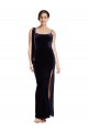 Best Long Velvet Prom Dress with Side Thigh Split and Shoulder Tie