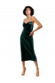 Best Midi Length Sleek Cowl Neckline Short Velvet Cocktail Prom Dress / Homecoming Dress