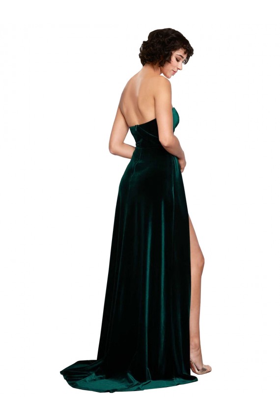 Best Sweetheart Fluid Velvet Prom Dress with High Split